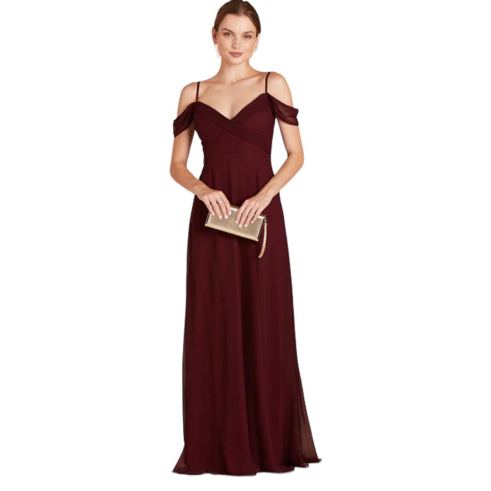 Birdy Grey Off-Shoulder Burgundy Bridesmaid Dress